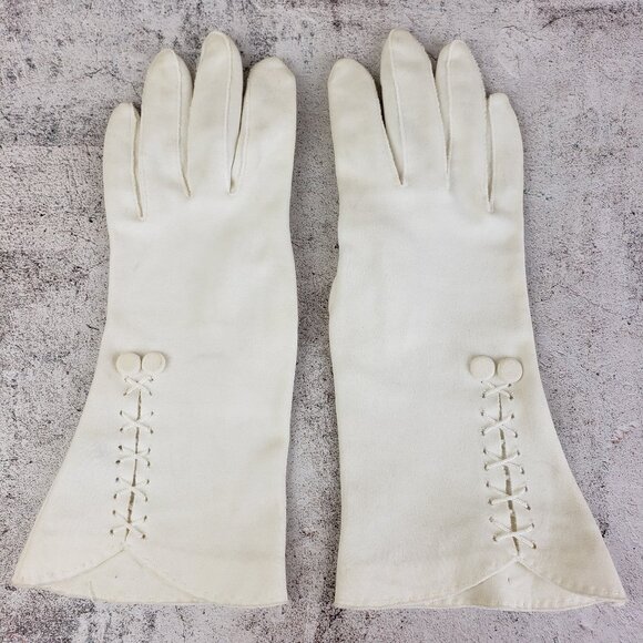 Vintage Accessories - Vintage TONI Import Co Japan White Gloves 50s 60s size 7